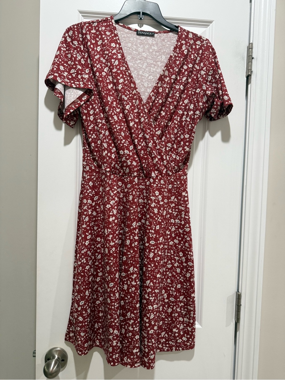 Vintage-Inspired Red Floral Wrap Dress